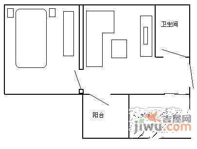 西锦国际1室1厅1卫57㎡户型图