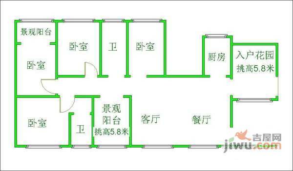 万科金域蓝湾5室3厅2卫171㎡户型图