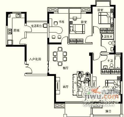 橙郡一期4室2厅2卫175㎡户型图