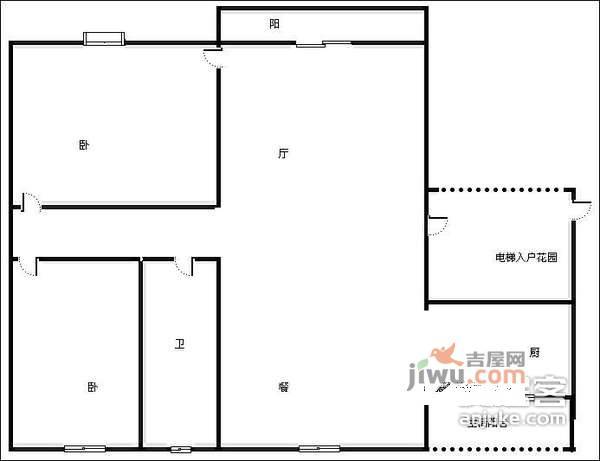 橙郡一期2室1厅1卫110㎡户型图