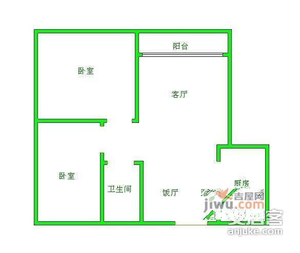 橙郡一期2室2厅1卫117㎡户型图