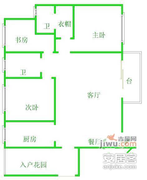 橙郡一期3室2厅2卫158㎡户型图