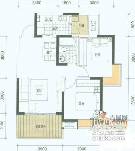 镏金岁月2室2厅1卫81㎡户型图