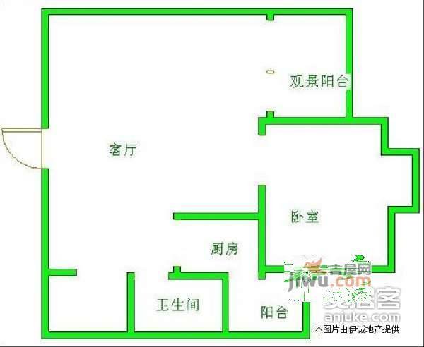 镏金岁月1室1厅1卫58㎡户型图