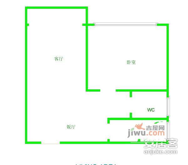 镏金岁月1室1厅1卫58㎡户型图