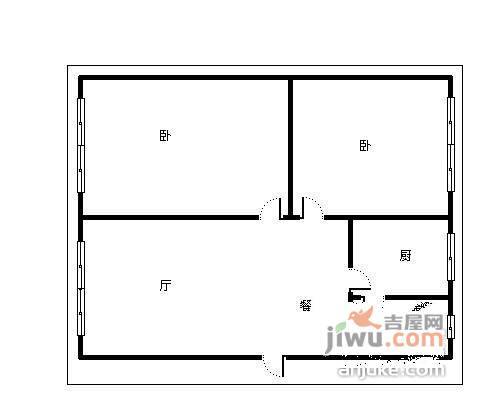 富强社区2室1厅1卫62㎡户型图