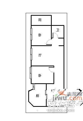 富强社区2室2厅1卫67㎡户型图