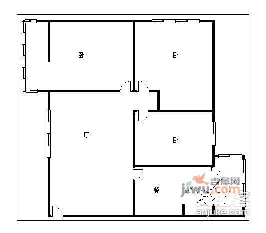 下石门小区3室2厅1卫100㎡户型图