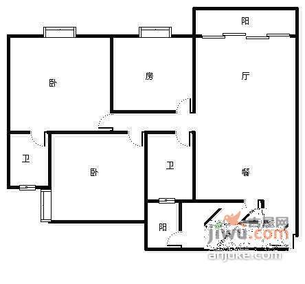 荷塘路小区3室2厅2卫户型图