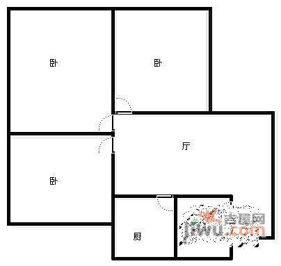 天马路小区3室1厅1卫80㎡户型图