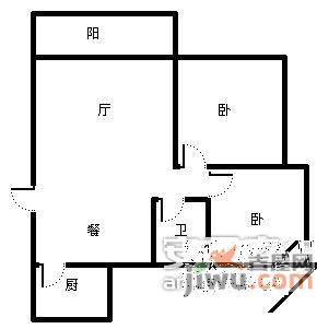 紫苑学府2室2厅1卫80㎡户型图