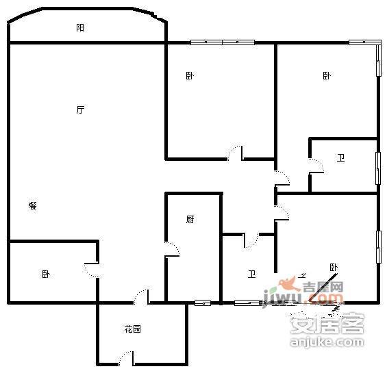 三院集资房3室2厅2卫145㎡户型图