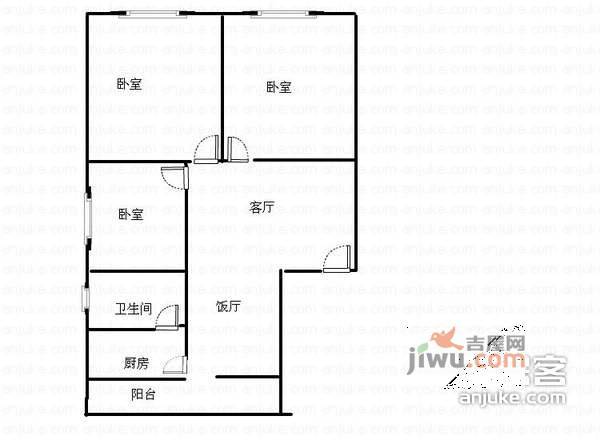 万年路小区3室2厅2卫户型图