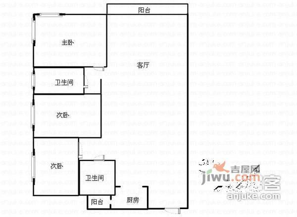 先锋村江家院小区2室2厅1卫户型图