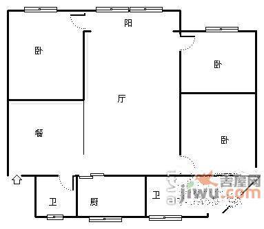 华福花园3室2厅2卫户型图