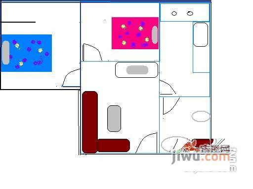 渝新花园2室2厅1卫68㎡户型图