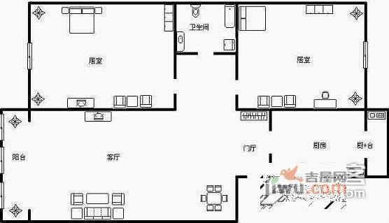 玉景苑2室2厅2卫户型图