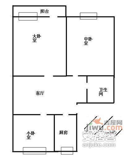 中阳大厦3室2厅2卫118㎡户型图