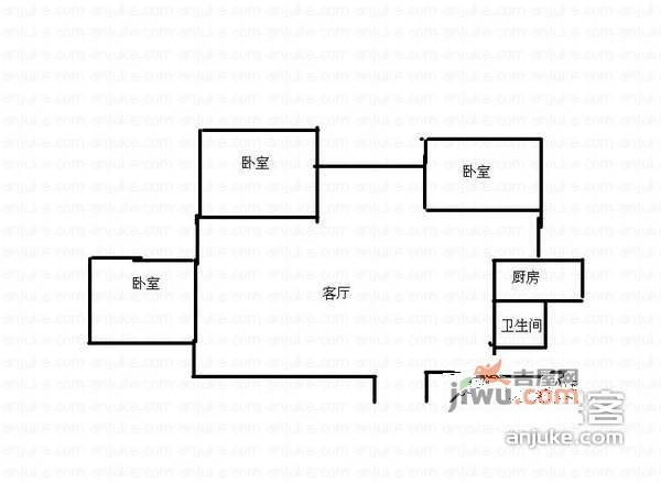 九阳兴村3室2厅1卫95㎡户型图