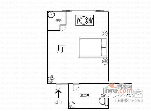 西城天街1室0厅1卫64㎡户型图