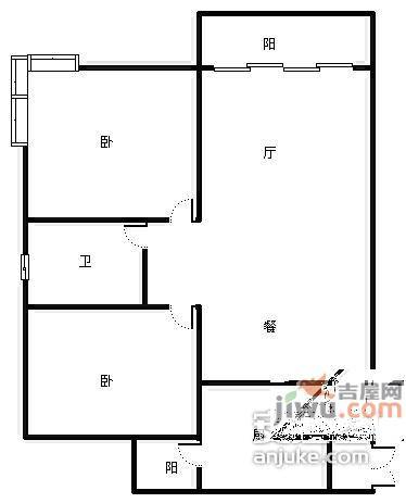 华新骄阳2室2厅1卫96㎡户型图