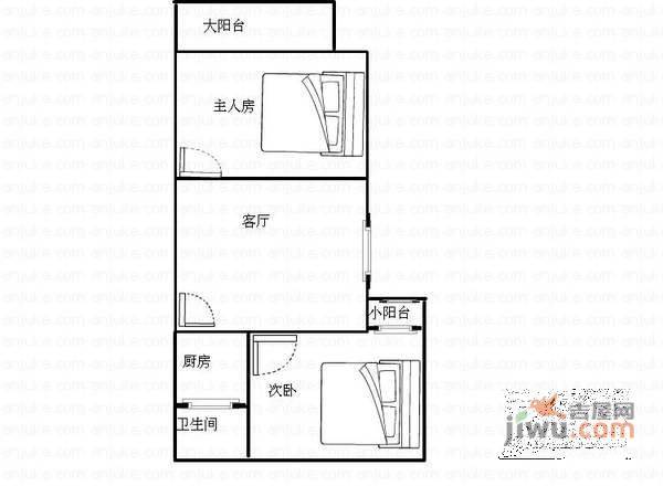 天龙城市花园2室1厅1卫82㎡户型图