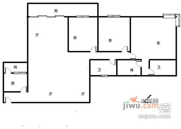 洋河大厦3室2厅2卫146㎡户型图