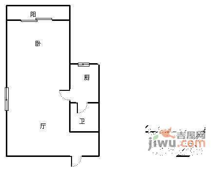 都市庭园1室1厅1卫户型图