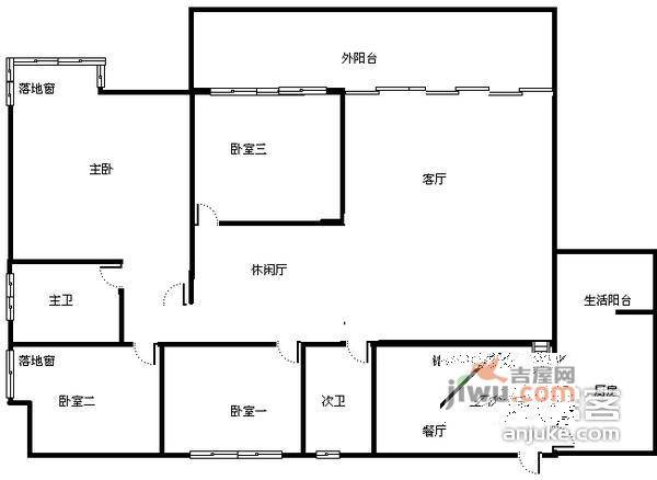 富士达文体苑4室2厅2卫160㎡户型图