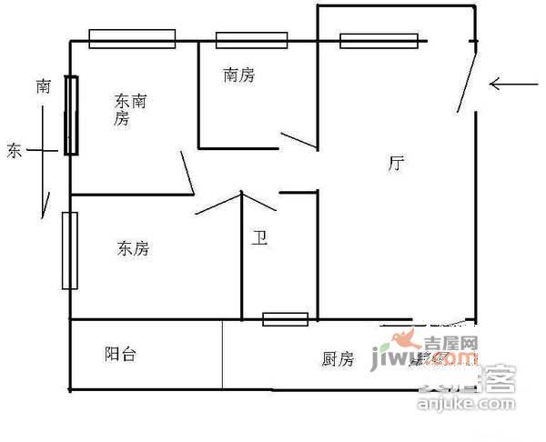 君悦天下3室2厅1卫户型图