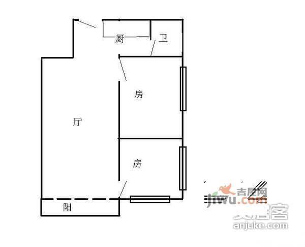 君悦天下2室1厅1卫户型图