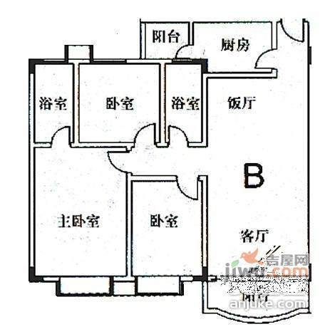 龙湖花园3室2厅2卫190㎡户型图