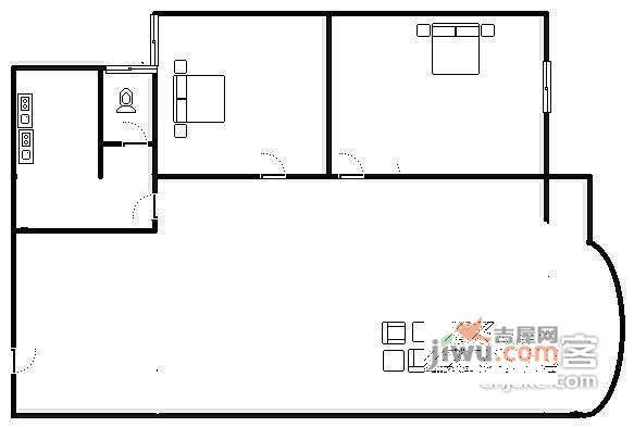 篱岛生态小区2室2厅1卫户型图