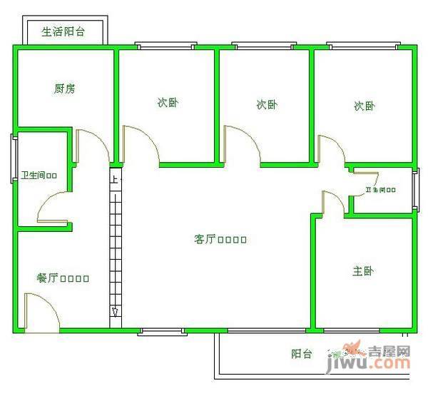 艾佳沁园4室2厅2卫151㎡户型图