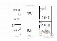 龙珠苑2室2厅1卫88㎡户型图