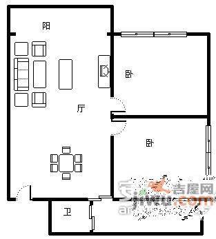 三星花园2室2厅1卫89㎡户型图