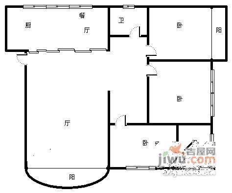 华宇都市家园3室2厅2卫145㎡户型图