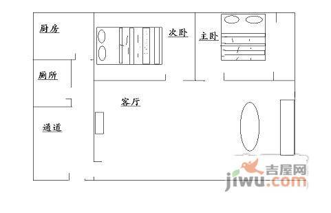 体心堂2室1厅1卫户型图