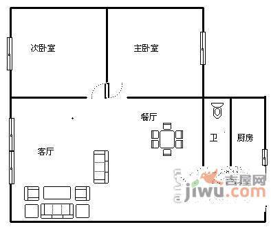 邮电小区2室1厅1卫73㎡户型图