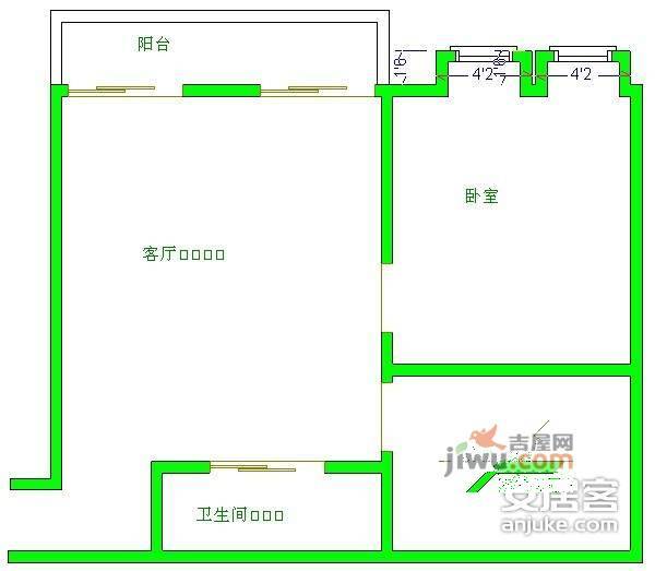 金字塔金都会广场2室1厅1卫57㎡户型图