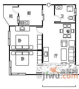 丽锦雅舍2室2厅1卫户型图