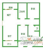 雪屿玲珑居3室2厅2卫户型图