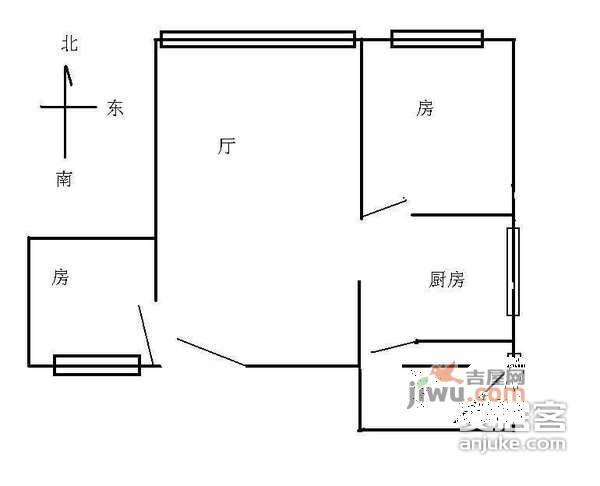 扬子江花园2室2厅1卫102㎡户型图