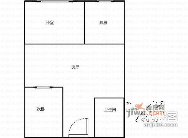 江北区电仪村2室1厅1卫户型图