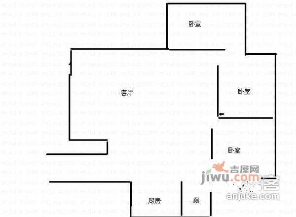 江北区电仪村3室2厅1卫户型图
