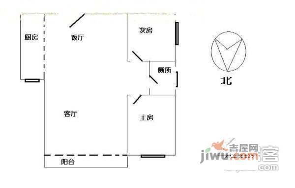 江北区电仪村3室2厅1卫户型图