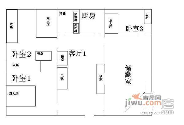 鑫源大厦2室2厅1卫户型图