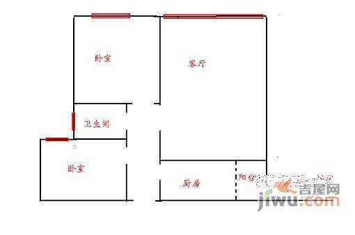 南方花园D1区2室2厅1卫户型图