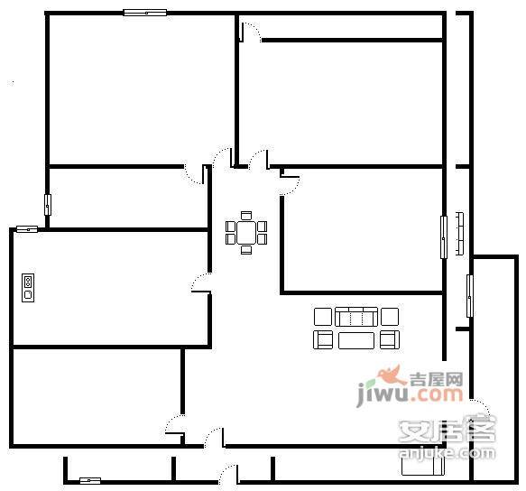 南方花园D1区3室2厅2卫142㎡户型图