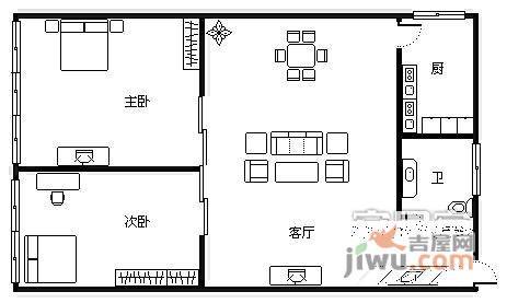 南方花园D1区2室2厅1卫户型图